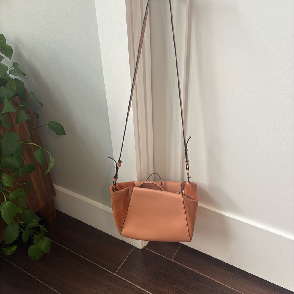 Ulla Johnson Terracotta Suede and Leather Shoulder Bag